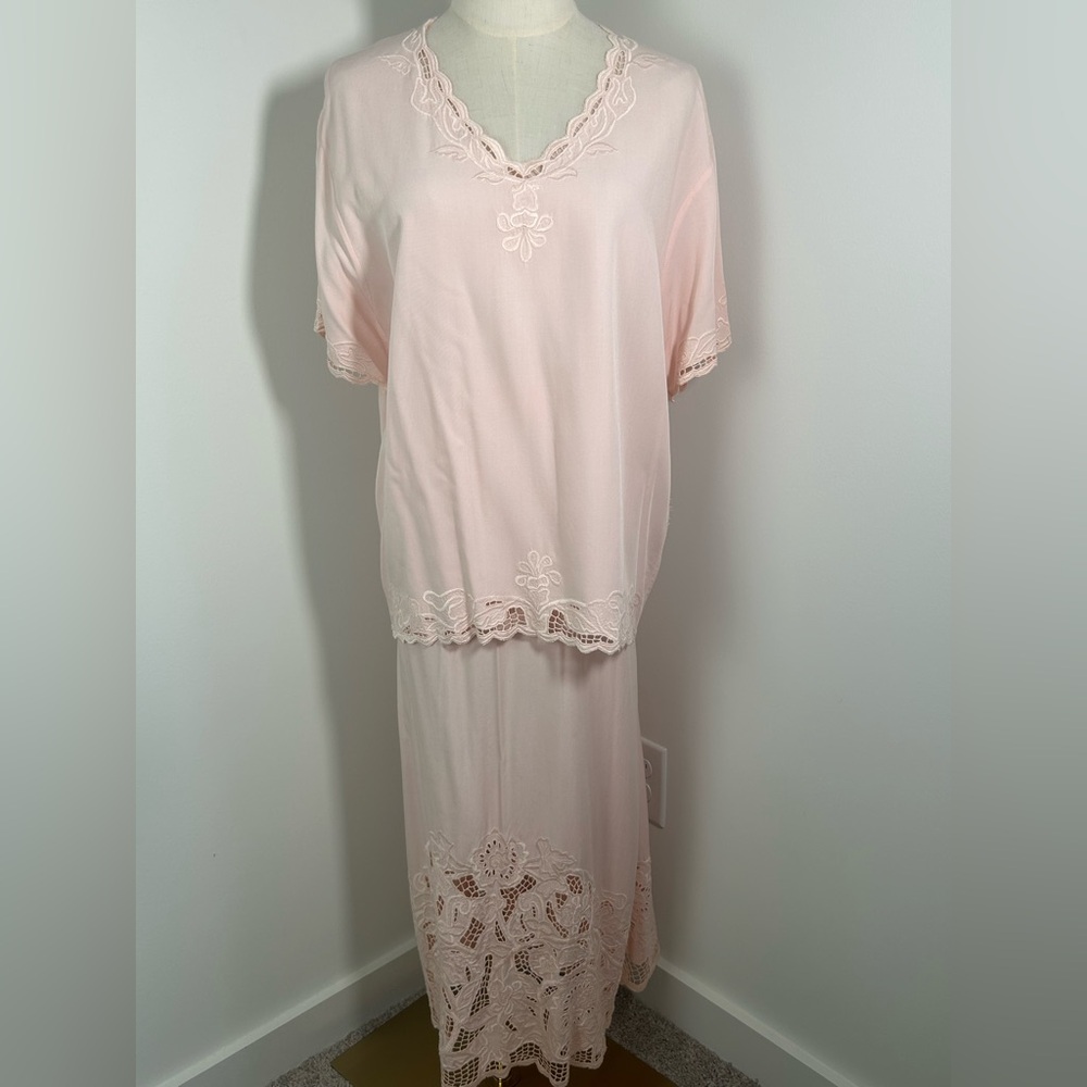 VTG 80s BALI EMERALD Lace Blouse and Skirt